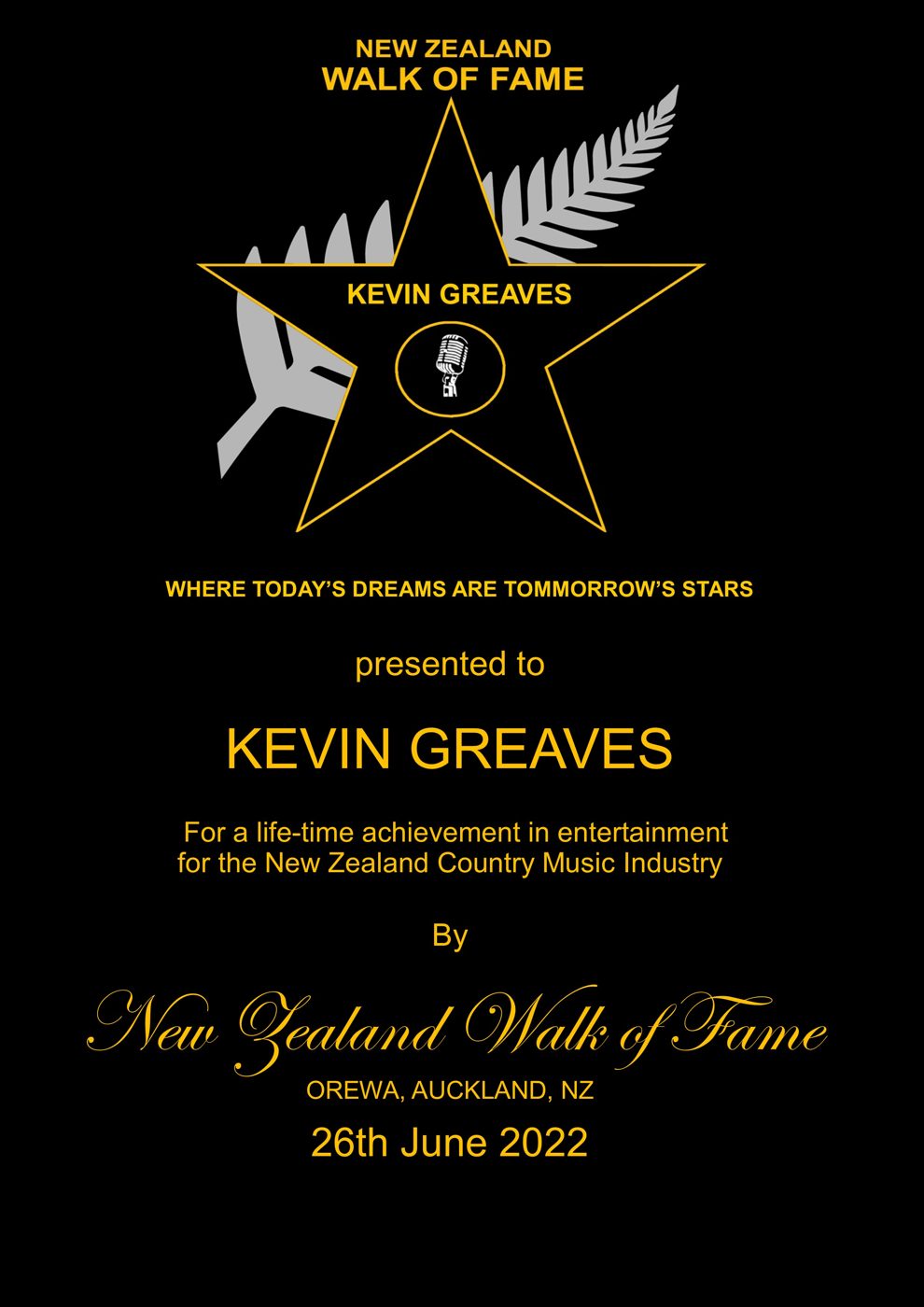 Kevin Greaves — Walk of Fame photo 6